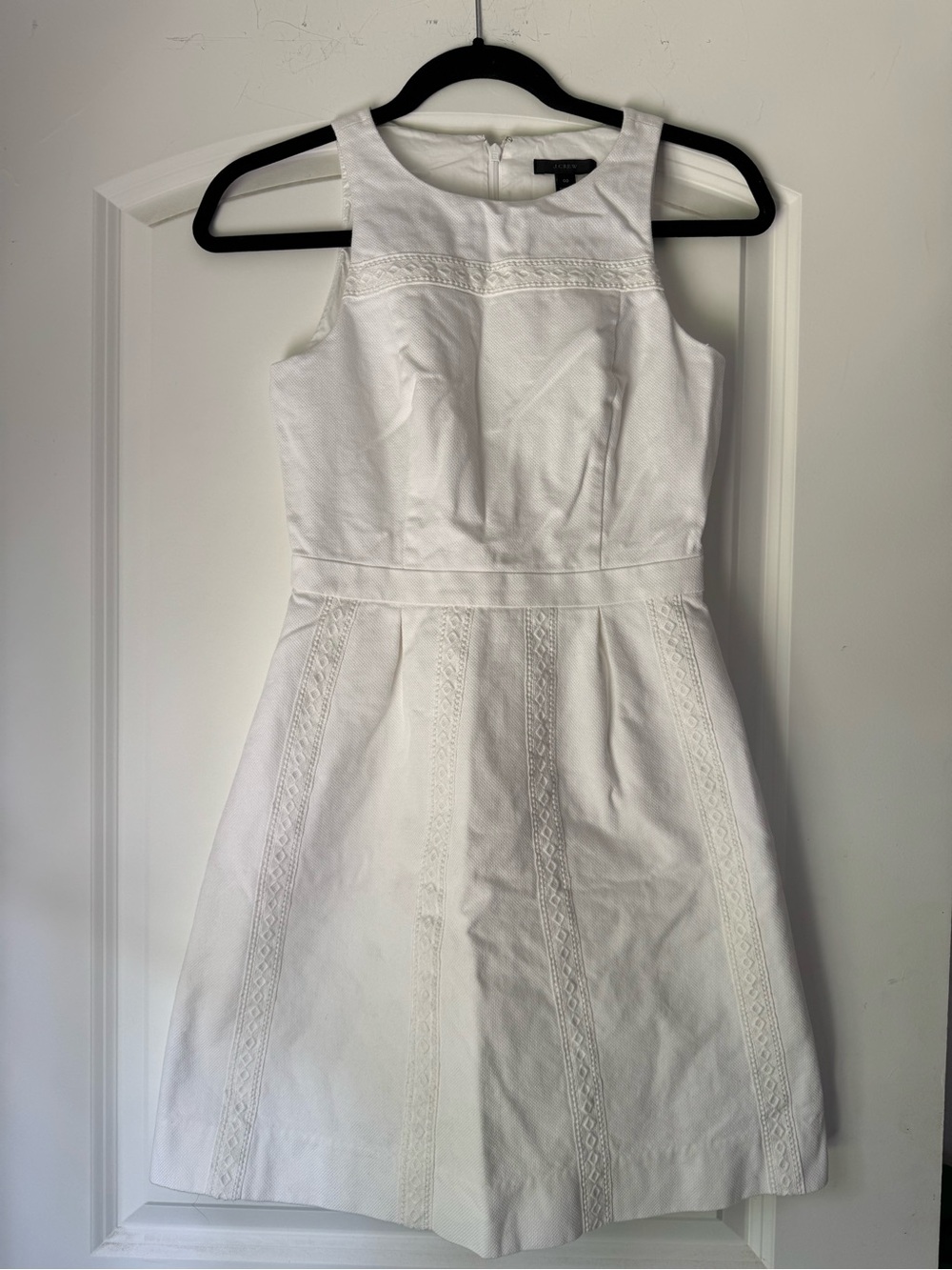 J. Crew White Sleeveless Lace-Trim A-Line Dress in size 00